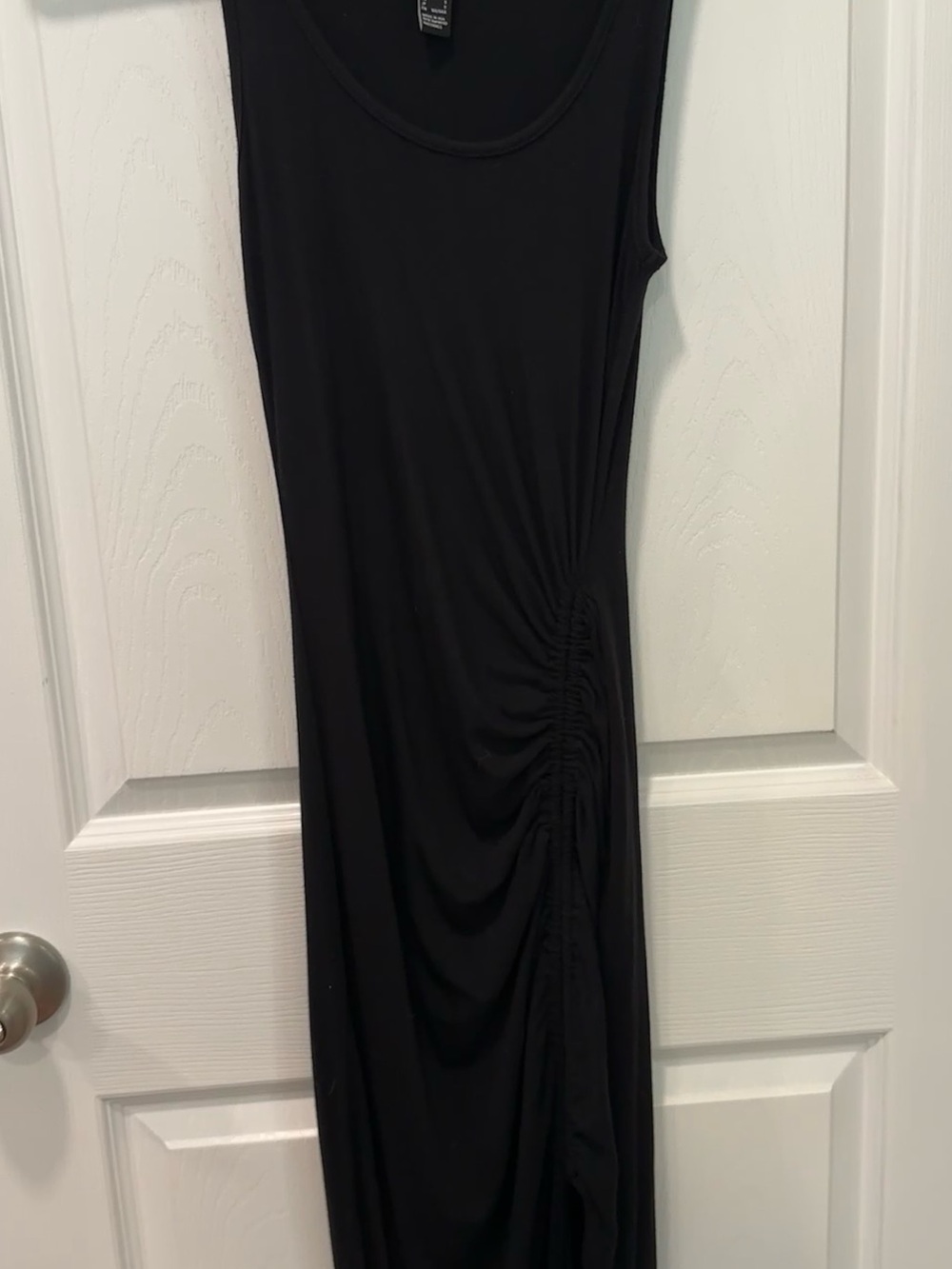 Forever 21 Black Sleeveless Midi Dress with Side Ruching